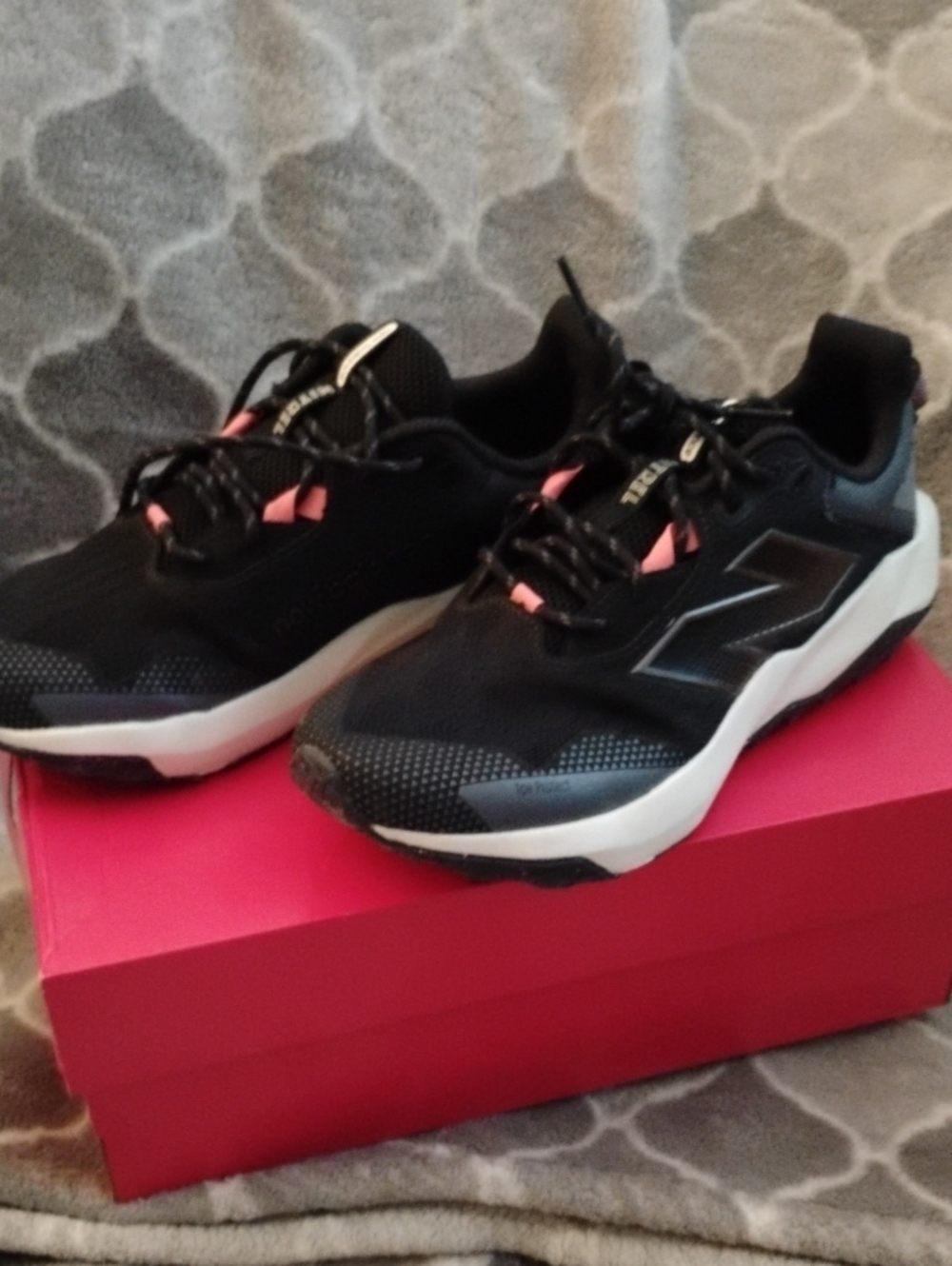 New Balance Black Athletic Sneakers with Pink Accents